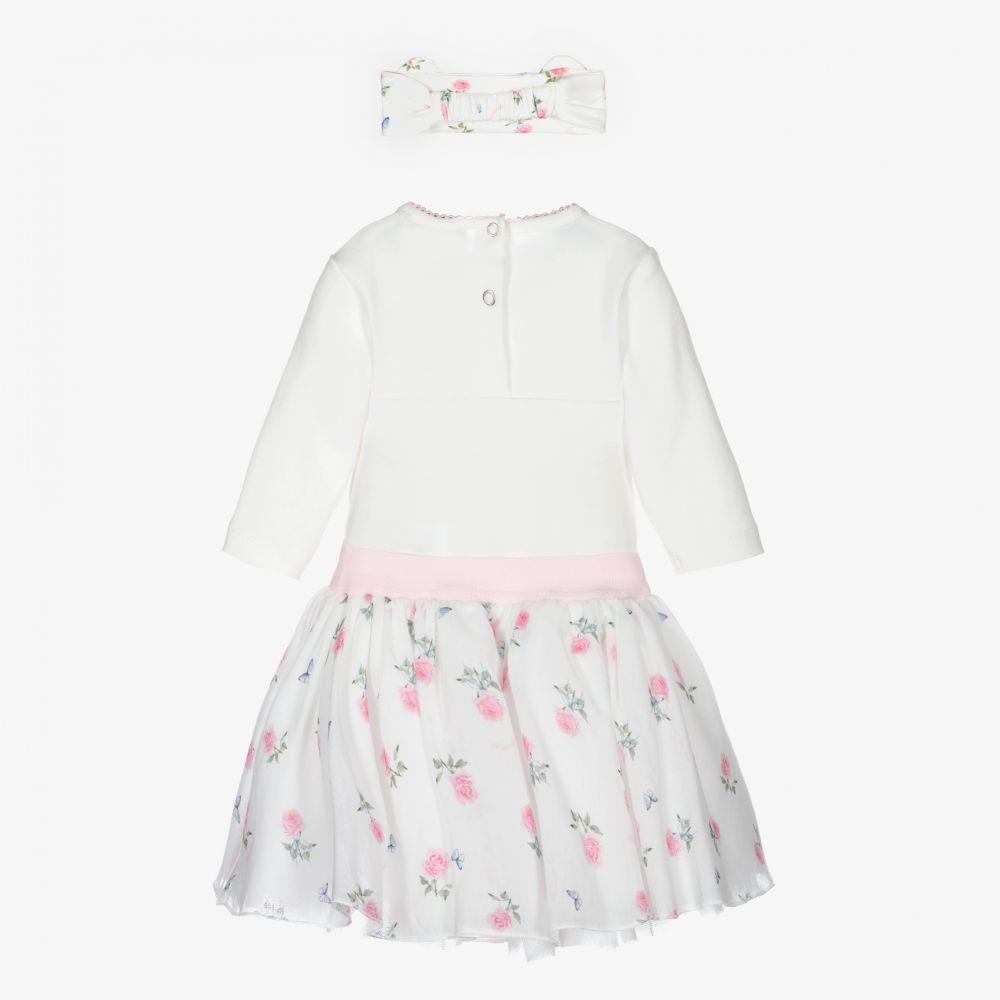 Monnalisa-Кремово-розовый комплект с юбкой для малышей | Childrensalon Outlet
