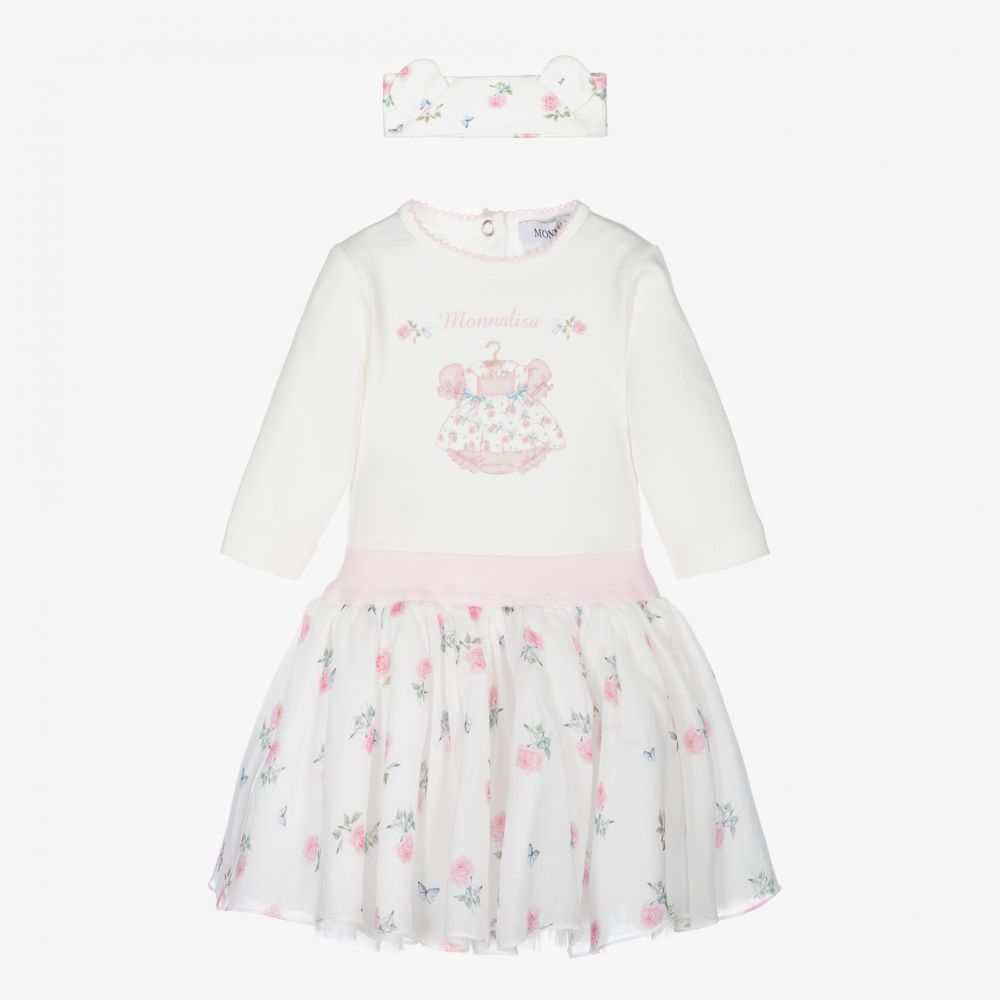 Monnalisa - Ivory & Pink Baby Skirt Set  | Childrensalon