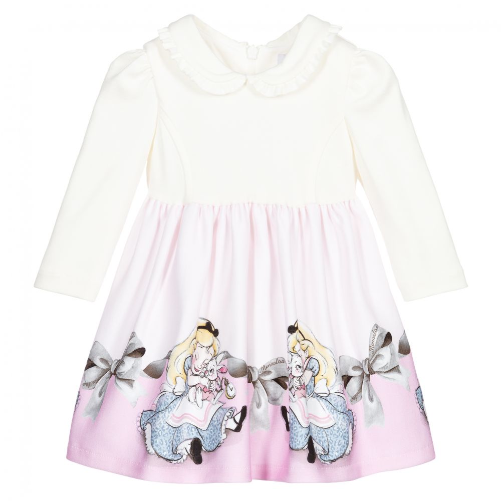 Monnalisa - Платье цвета слоновой кости и розового цвета Disney | Childrensalon
