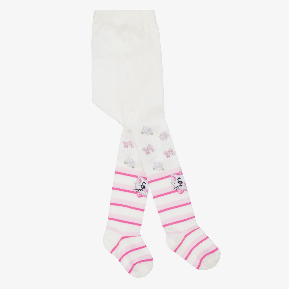 Monnalisa-Ivory & Pink Disney Tights | Childrensalon Outlet