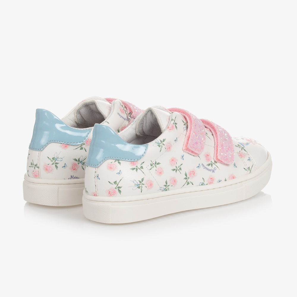 Monnalisa-Ivory & Pink Floral Trainers | Childrensalon Outlet