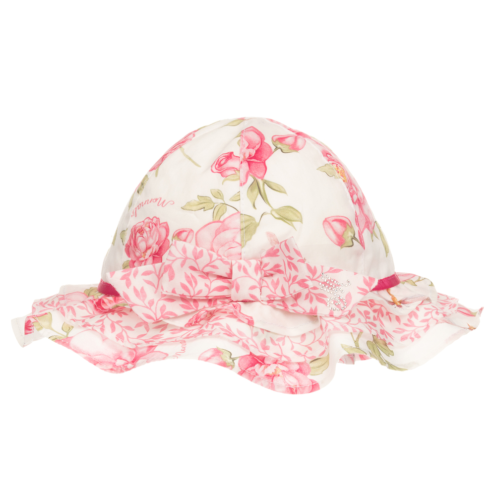 Monnalisa-Ivory & Pink Roses Hat | Childrensalon Outlet