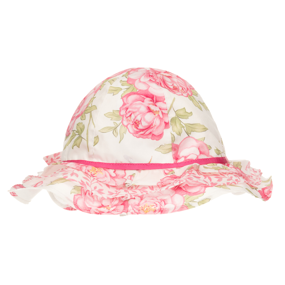 Monnalisa-قبعة قطن لون عاجي وزهري | Childrensalon Outlet