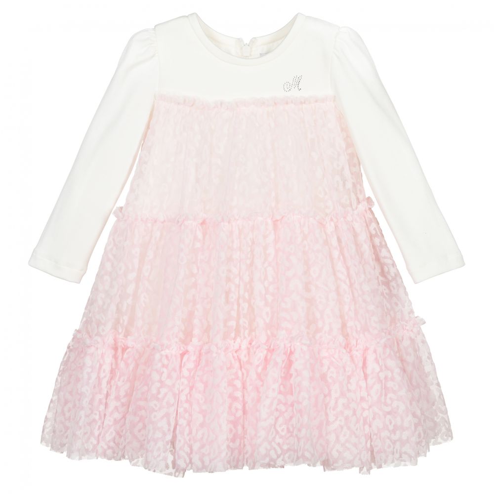 Monnalisa-Ivory & Pink Tulle Skirt Dress | Childrensalon Outlet