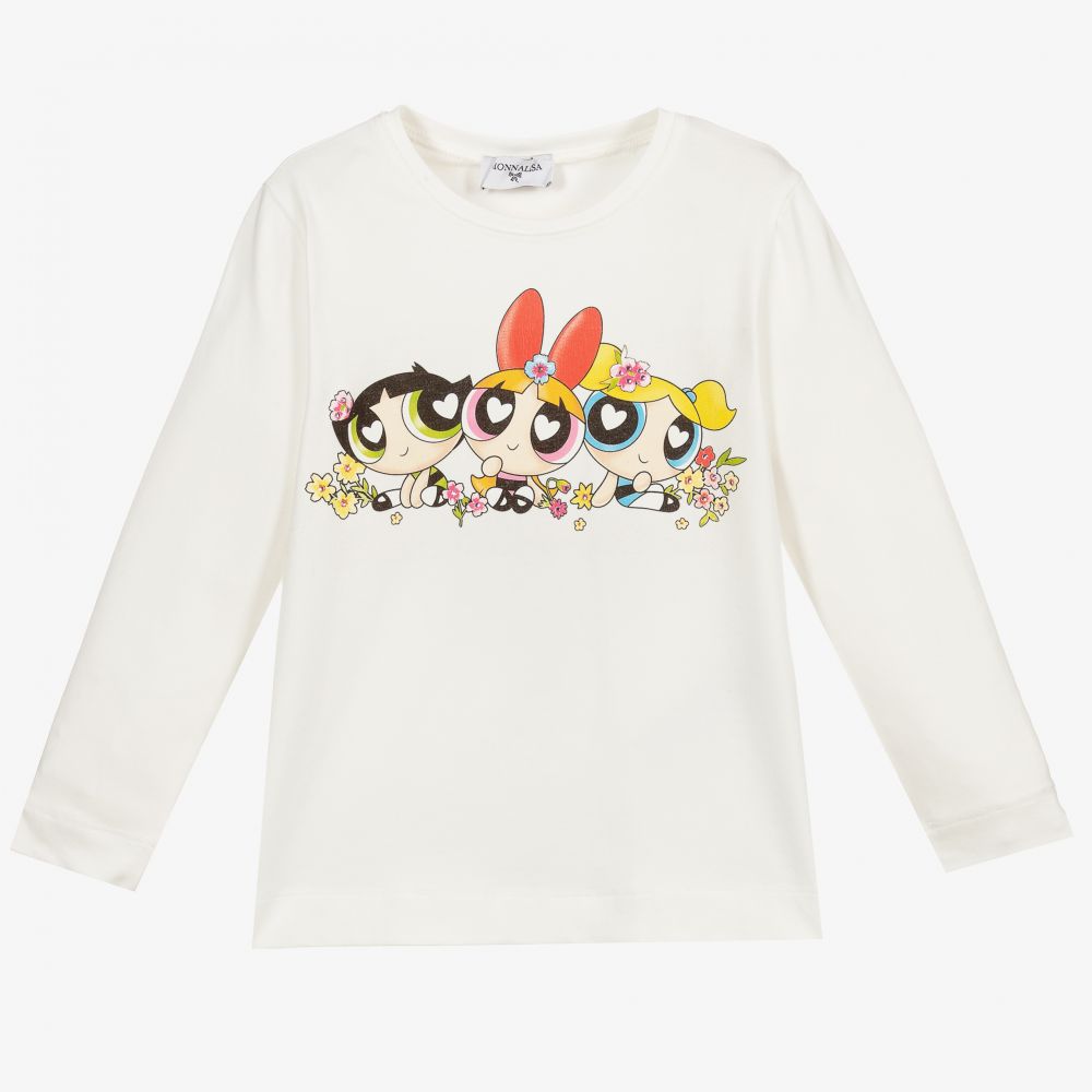 Monnalisa-Кремовый топ из хлопка для девочек | Childrensalon Outlet