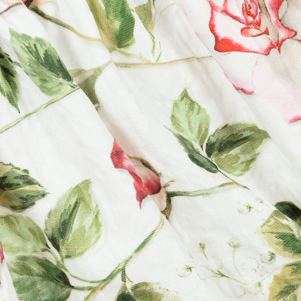 Monnalisa Chic-تنورة لون عاجي و أحمر بطبعه ورود | Childrensalon Outlet