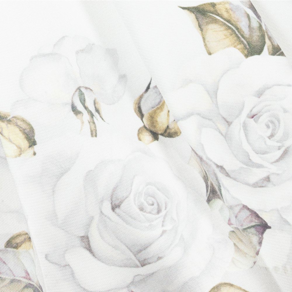 Monnalisa-Платье из атласа цвета слоновой кости с розами | Childrensalon Outlet