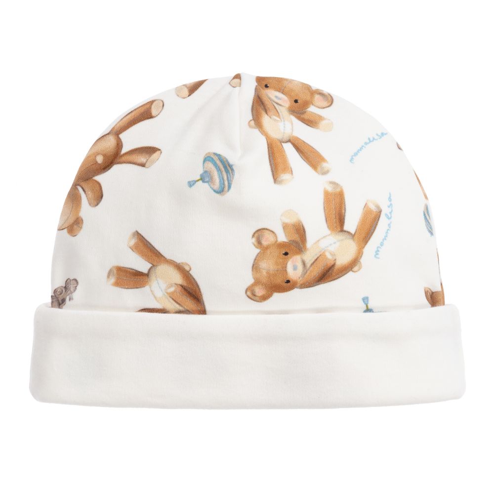 Monnalisa-Ivory Teddy Bear Baby Hat | Childrensalon Outlet