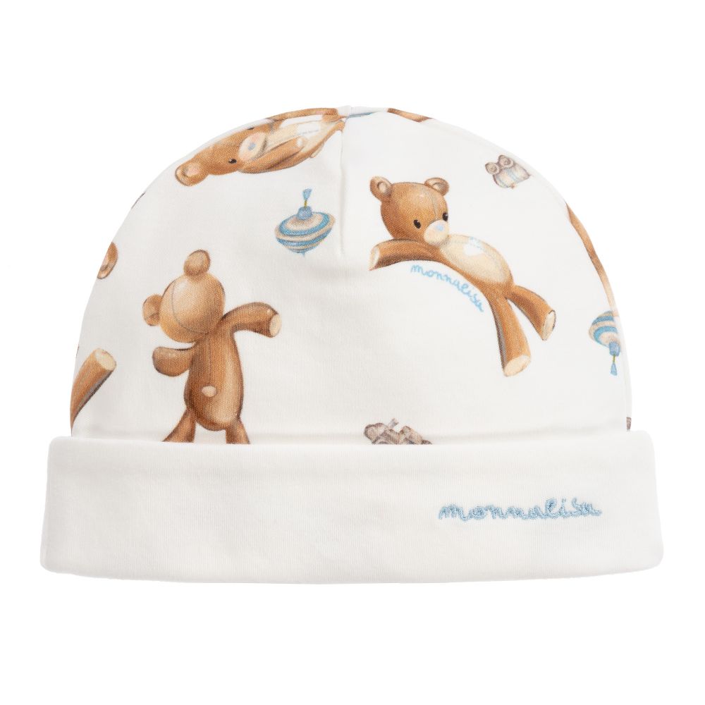 Monnalisa - Elfenbeinfarbene Teddy-Babymütze | Childrensalon