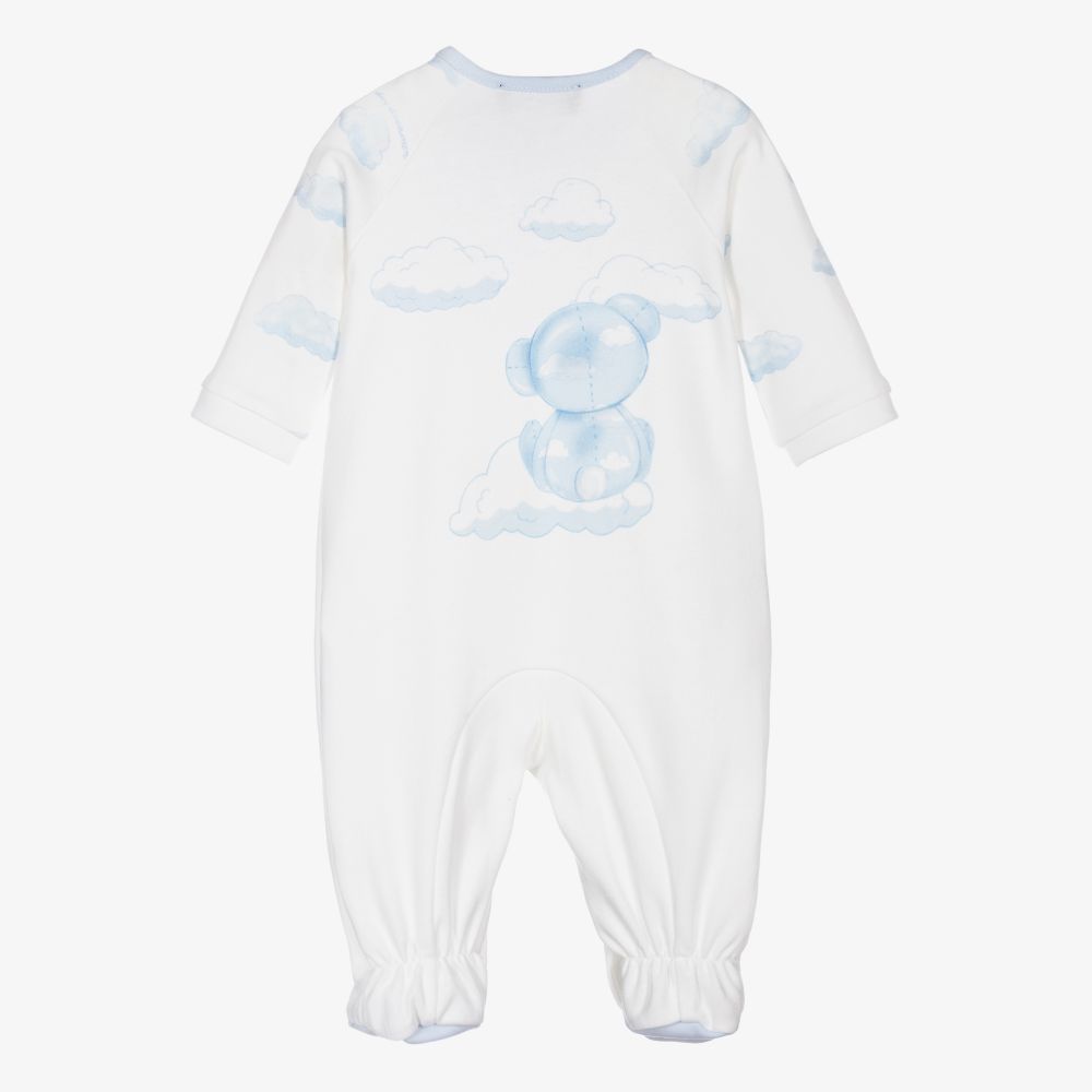 Monnalisa-Ivory Teddy & Clouds Babygrow  | Childrensalon Outlet