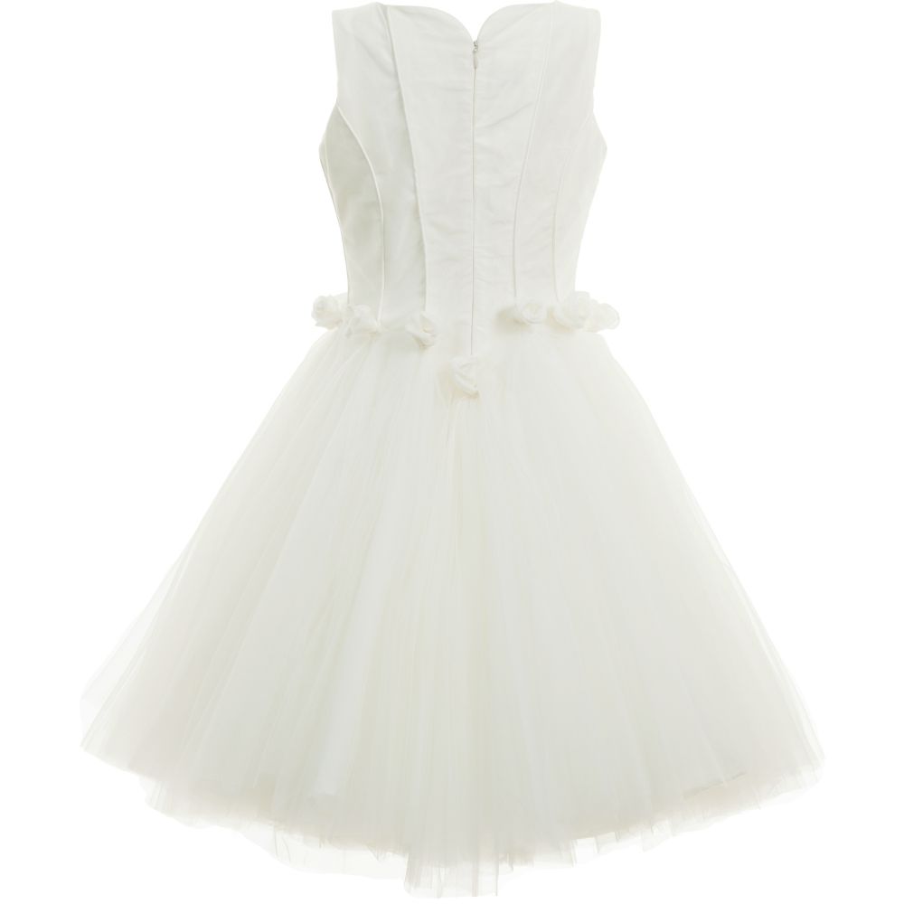 Monnalisa Chic-Ivory Tulle Dress with Silk Lining | Childrensalon Outlet