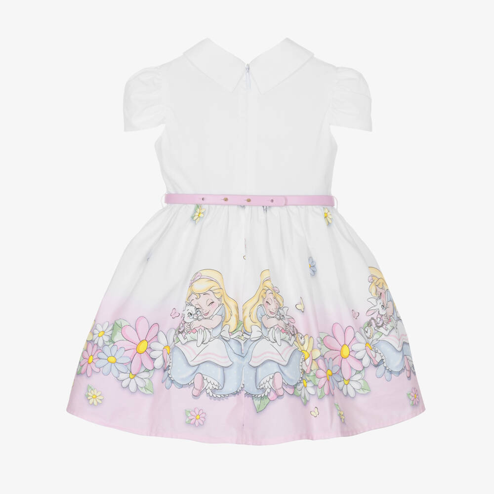 Monnalisa-Junior Girls White & Pink Wonderland Gown | Childrensalon Outlet