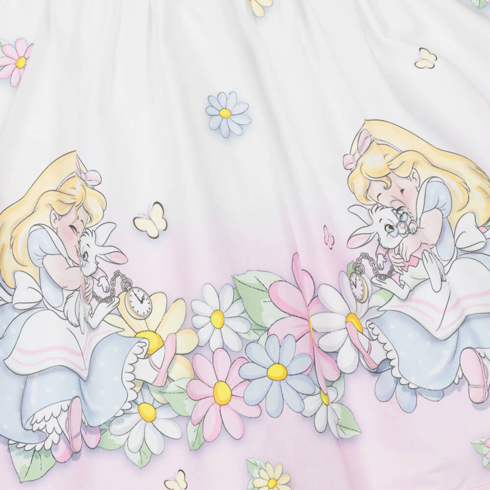 Monnalisa-Junior Girls White & Pink Wonderland Gown | Childrensalon Outlet
