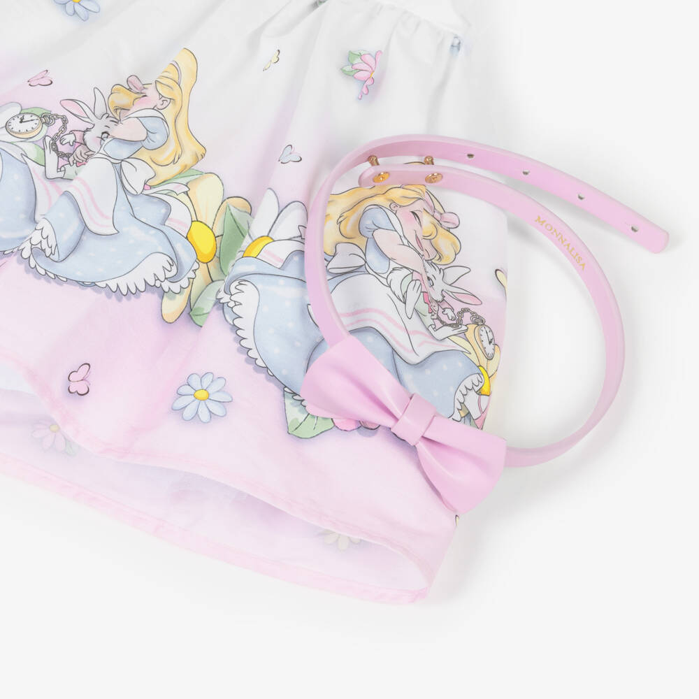 Monnalisa-Junior Girls White & Pink Wonderland Gown | Childrensalon Outlet