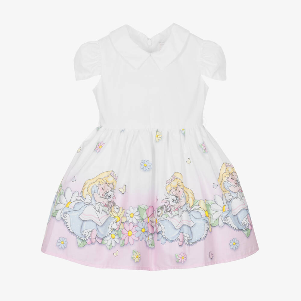 Monnalisa-Junior Girls White & Pink Wonderland Gown | Childrensalon Outlet