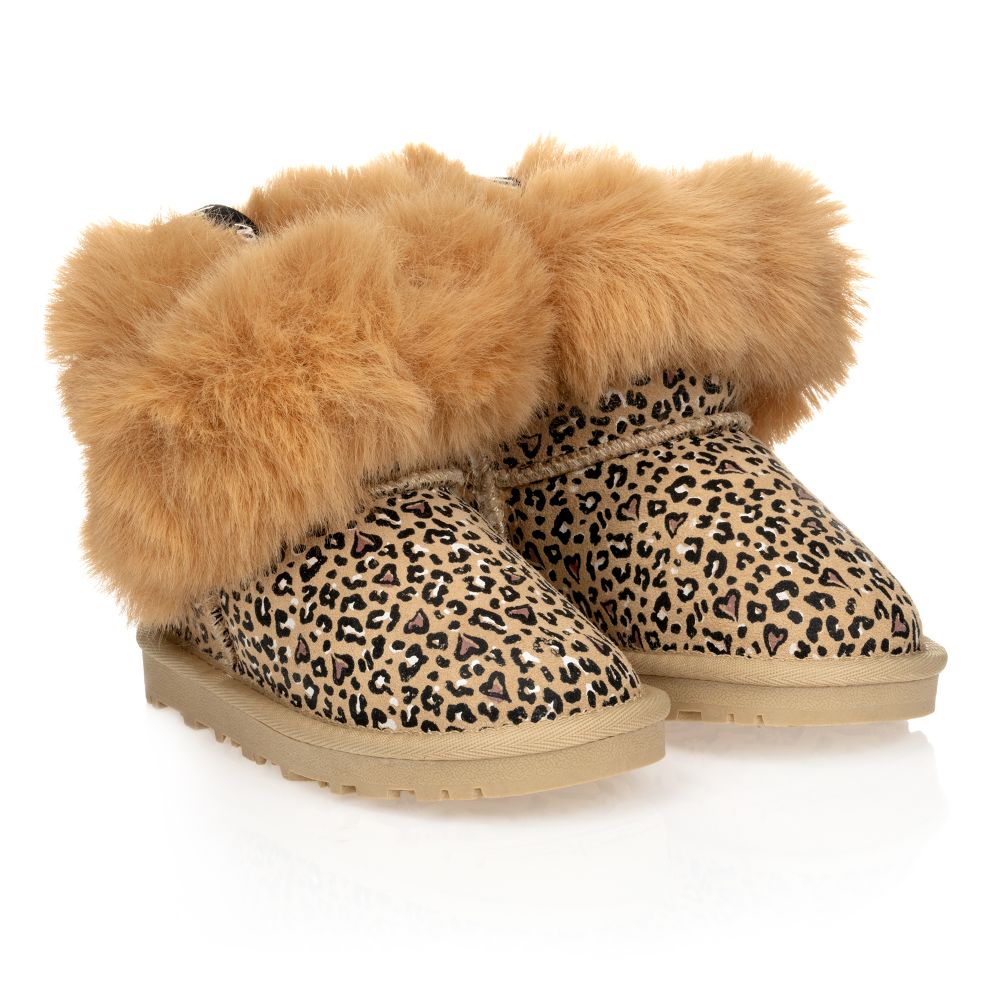 Monnalisa - Leopard Print Suede Boots | Childrensalon