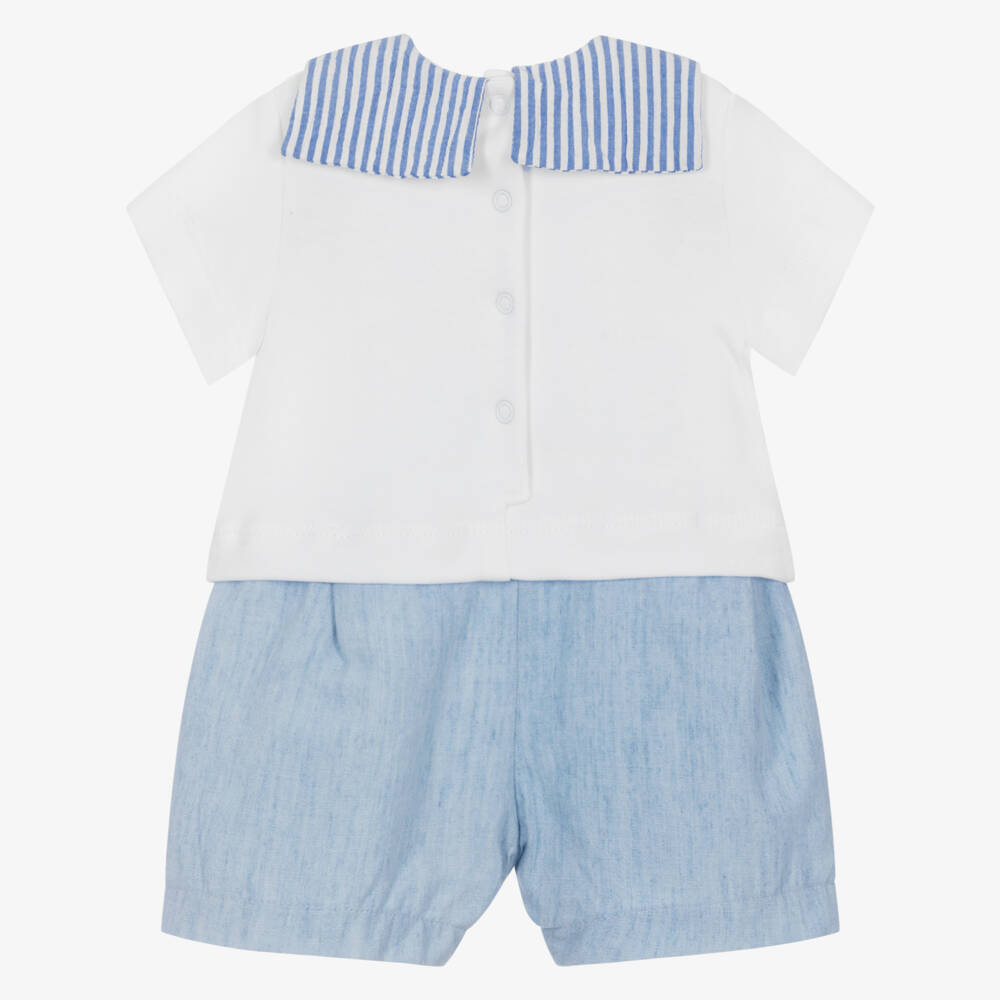Monnalisa-Little Boys Penguin-Themed Blue Romper | Childrensalon Outlet