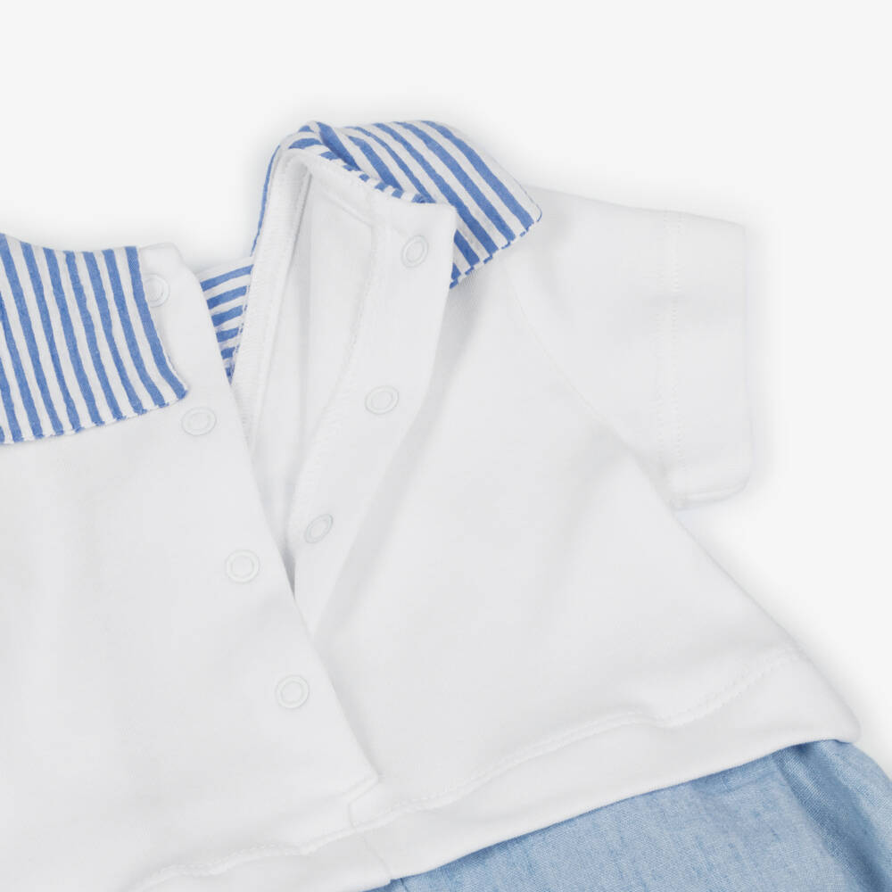 Monnalisa-Little Boys Penguin-Themed Blue Romper | Childrensalon Outlet