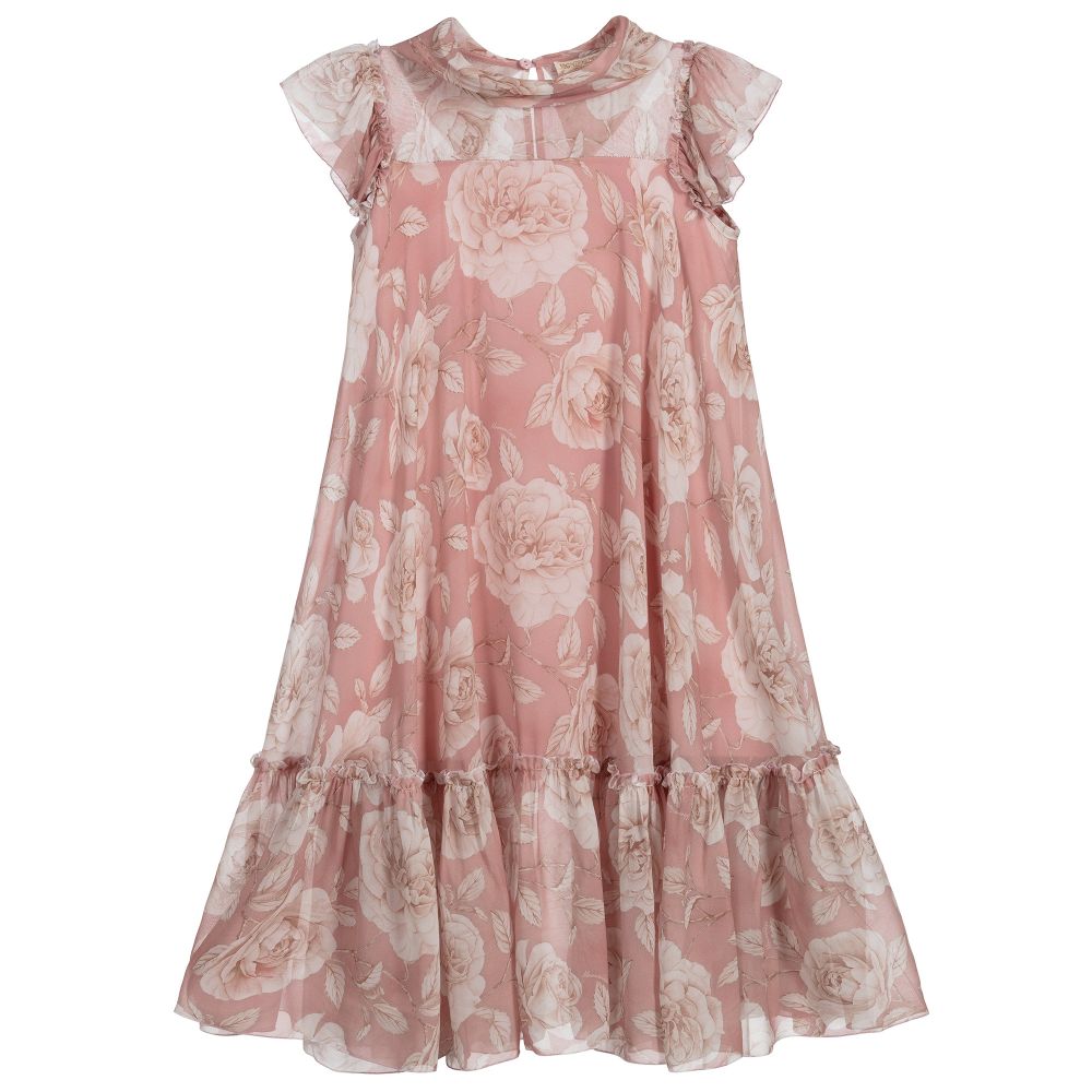 Monnalisa Chic-Long Pink Chiffon Dress | Childrensalon Outlet