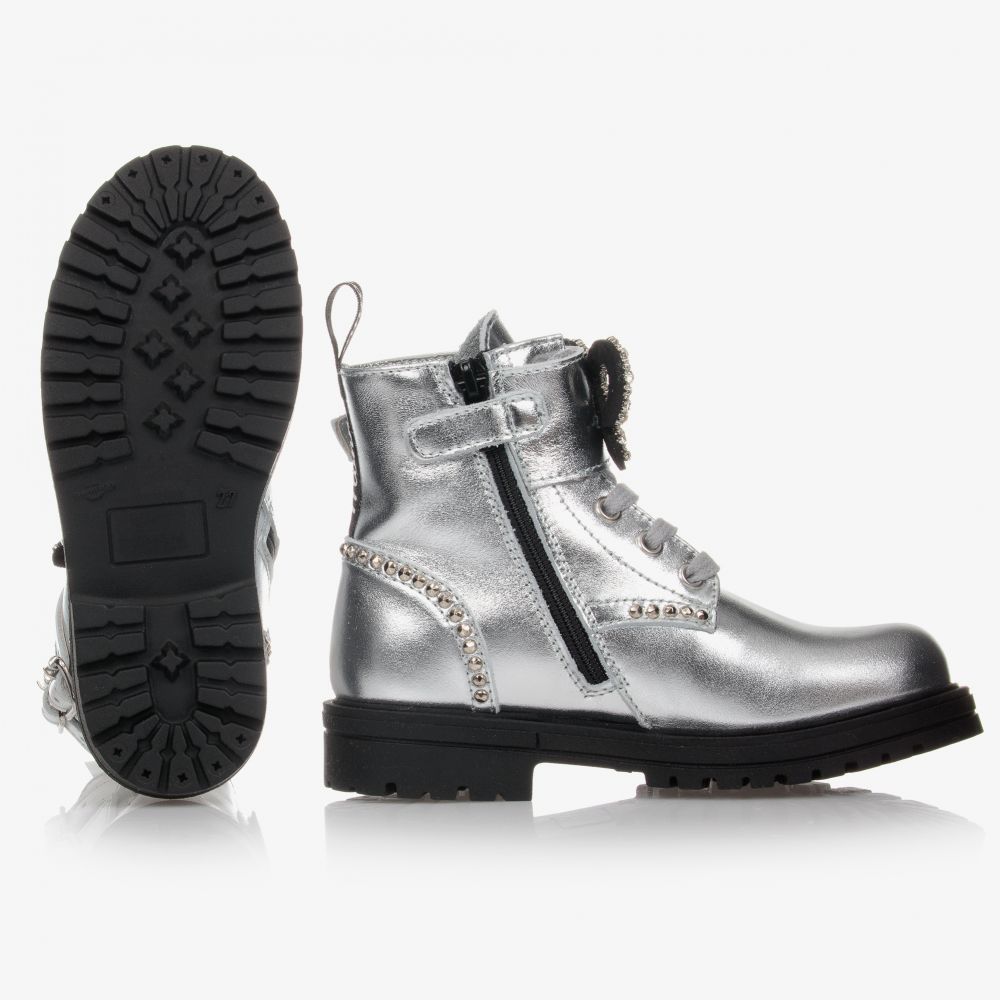 Shiny silver booties sales