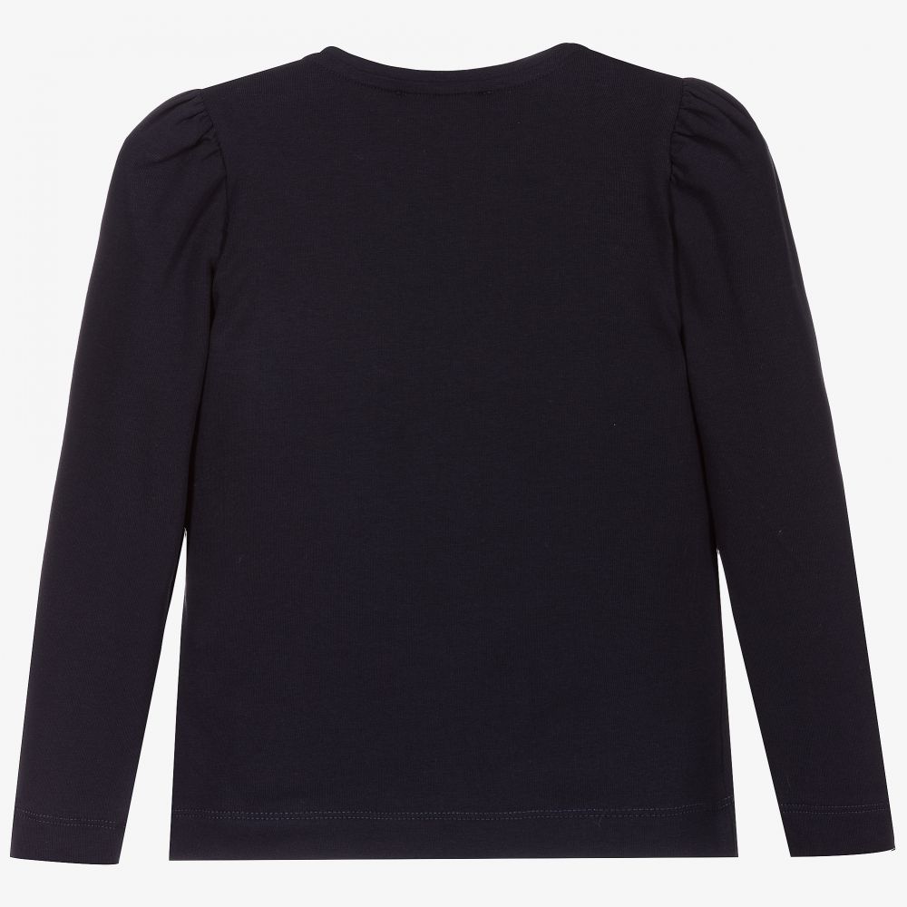 Monnalisa-Navy Blue Cotton Disney Top | Childrensalon Outlet