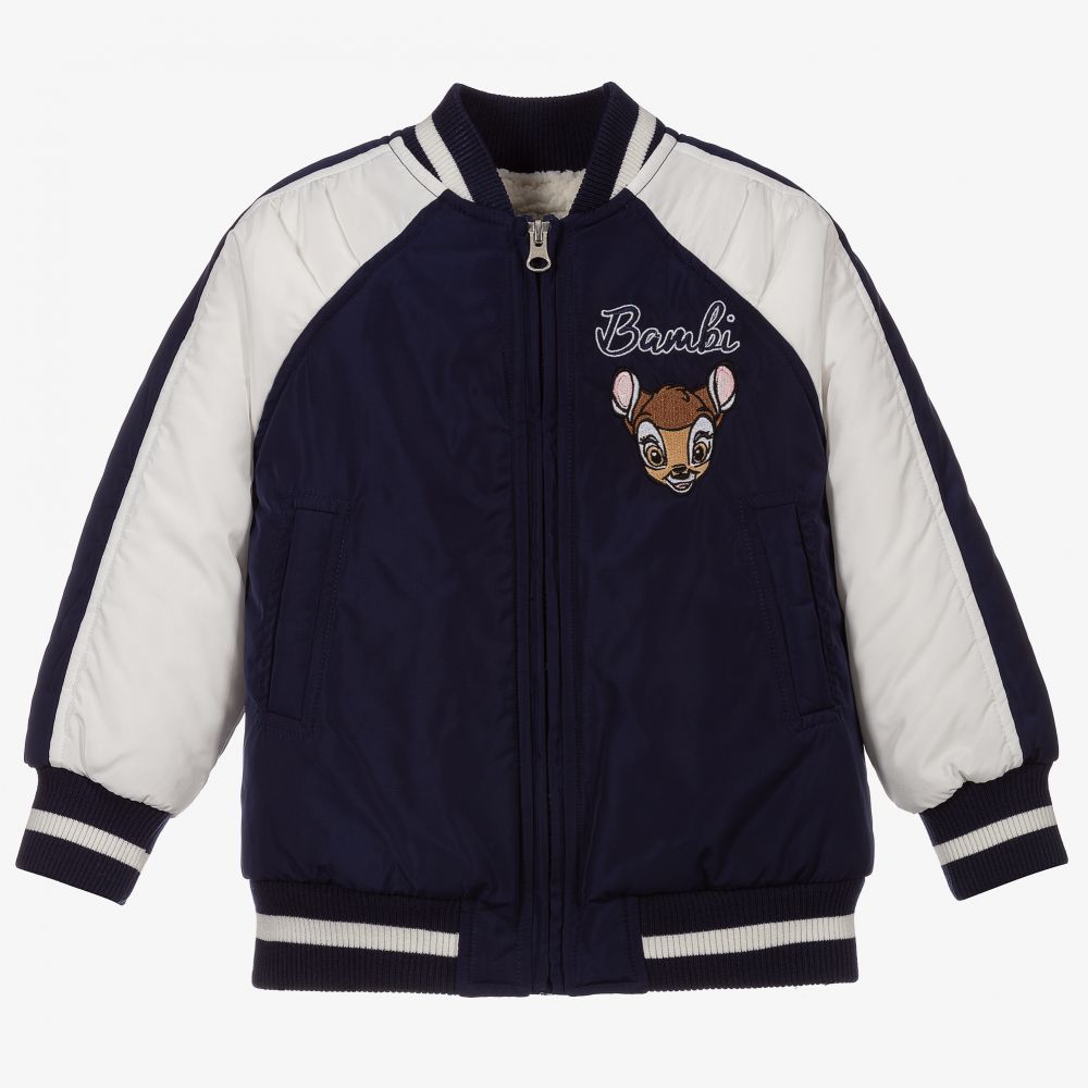 Monnalisa - Navy Blue Disney Bomber Jacket | Childrensalon