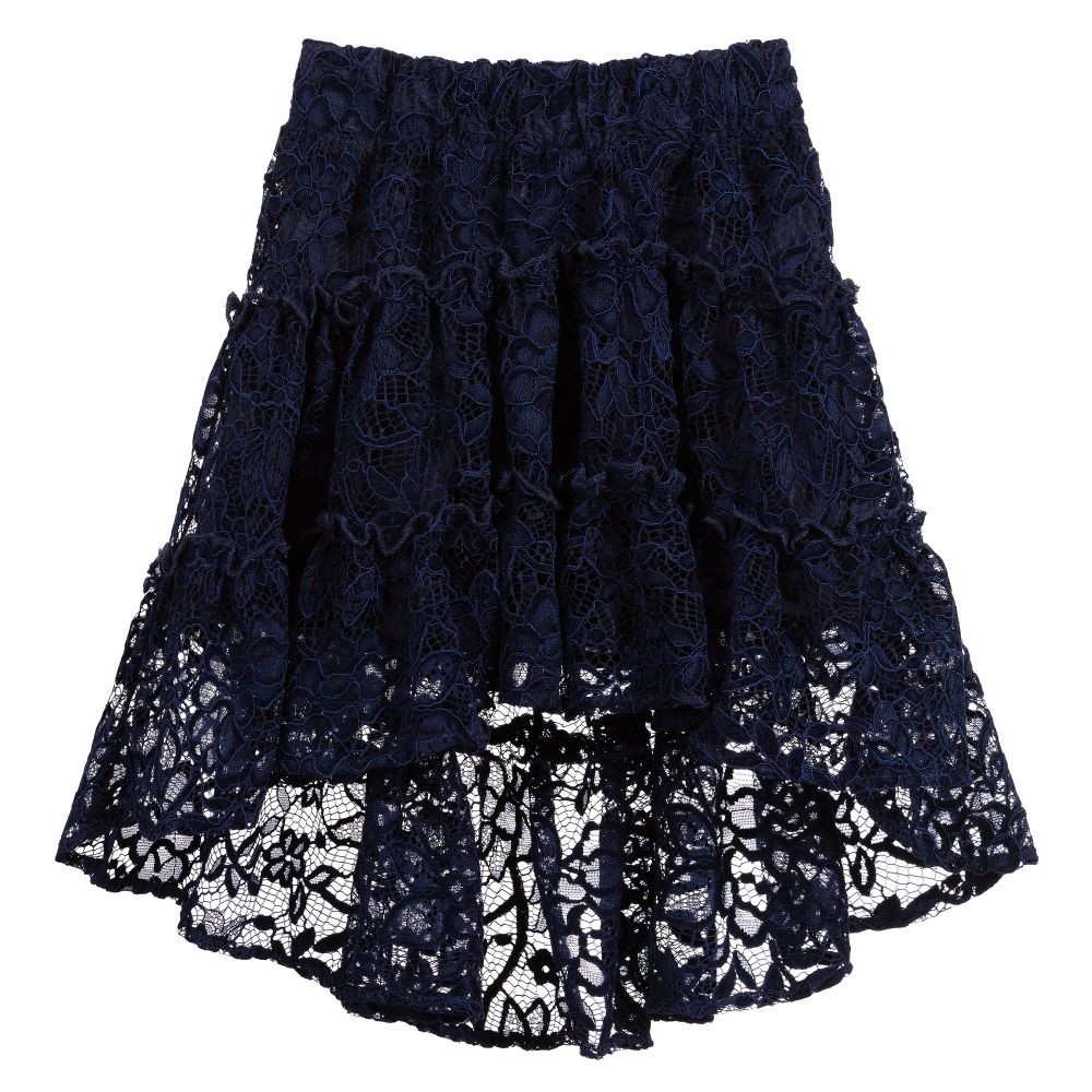 Monnalisa - Navy Blue Lace Skirt | Childrensalon