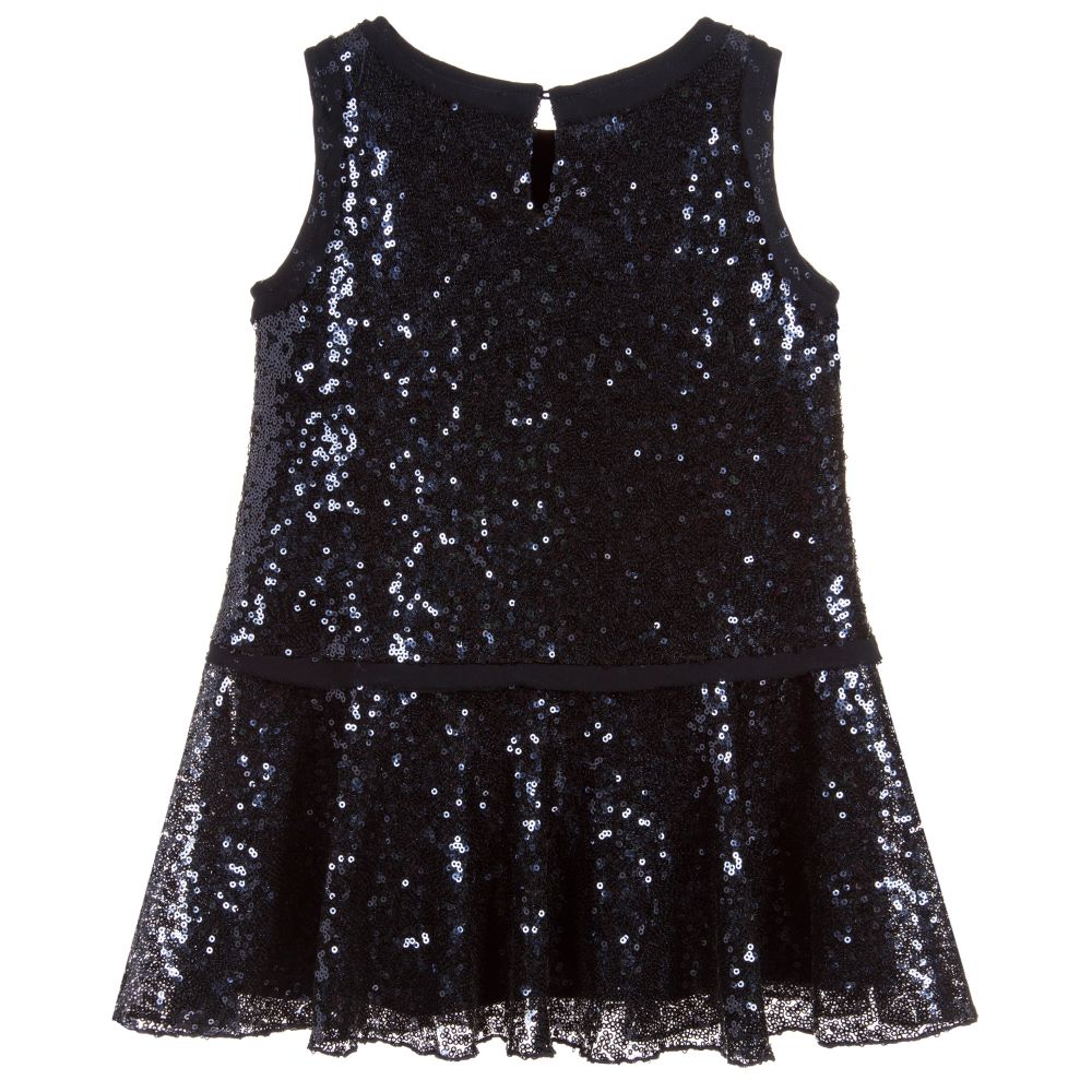 blue sequin shift dress