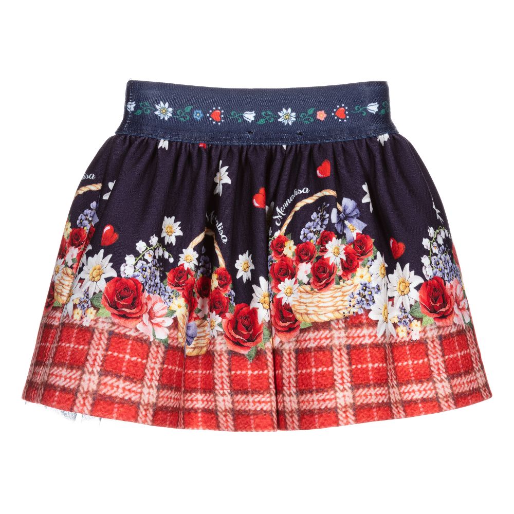 Monnalisa-Темно-синяя юбка из вискозы | Childrensalon Outlet