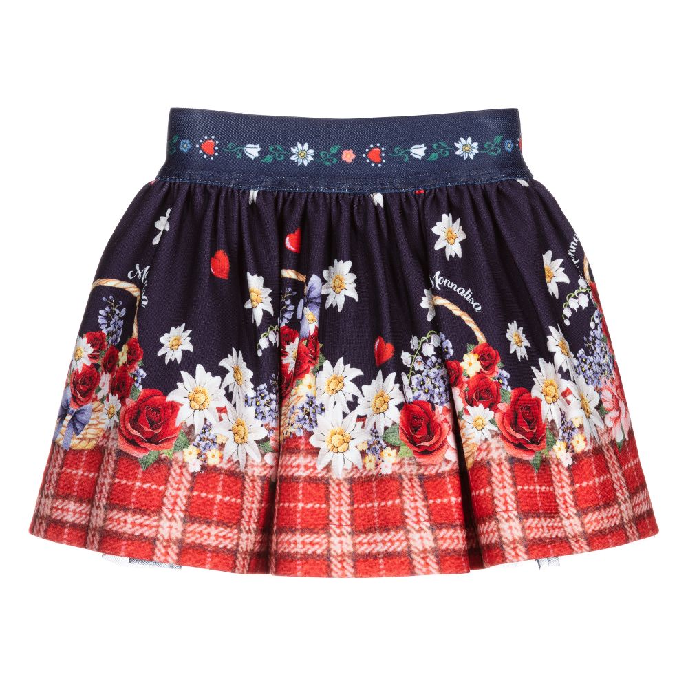 Monnalisa - Navy Blue Viscose Skirt | Childrensalon