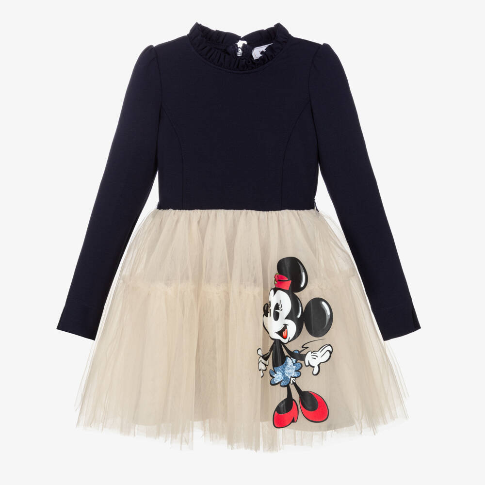 Monnalisa-Navy Tulle Minnie Dress | Childrensalon Outlet