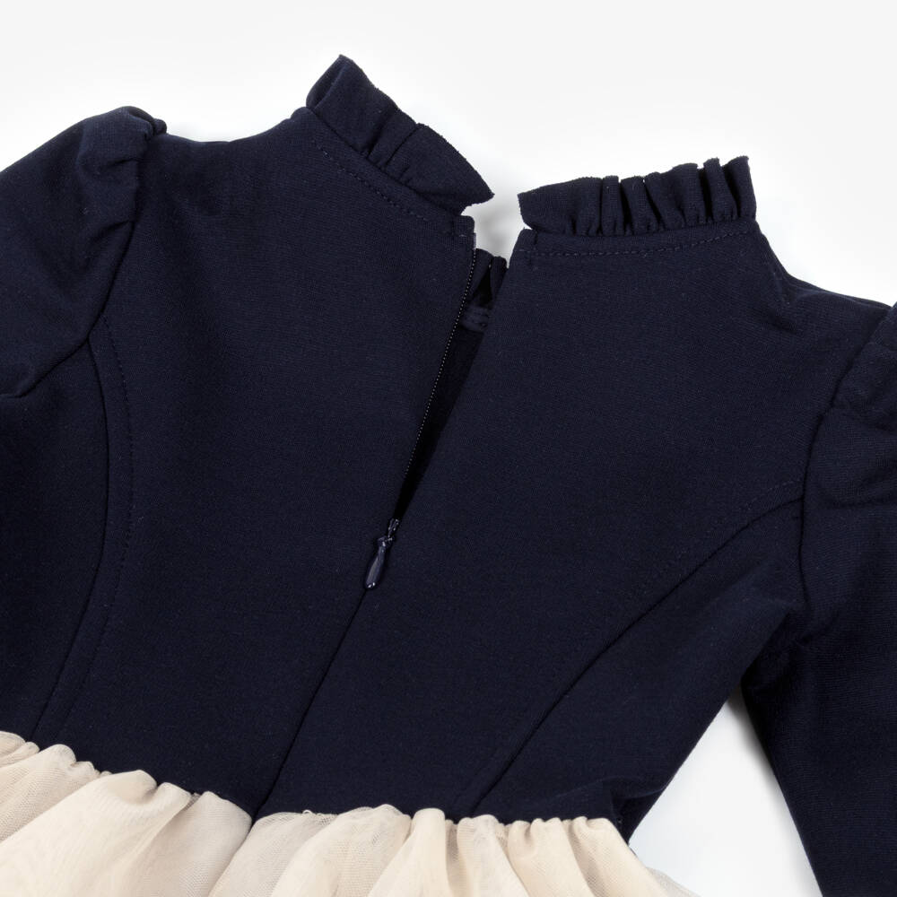 Monnalisa-Navy Tulle Minnie Dress | Childrensalon Outlet