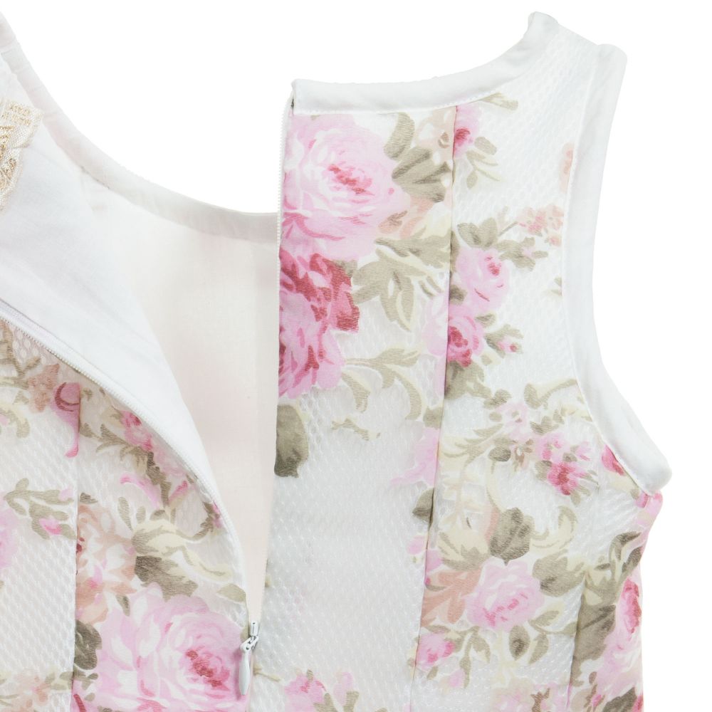 Monnalisa Chic-Organza Vintage Rose Mesh Dress | Childrensalon Outlet