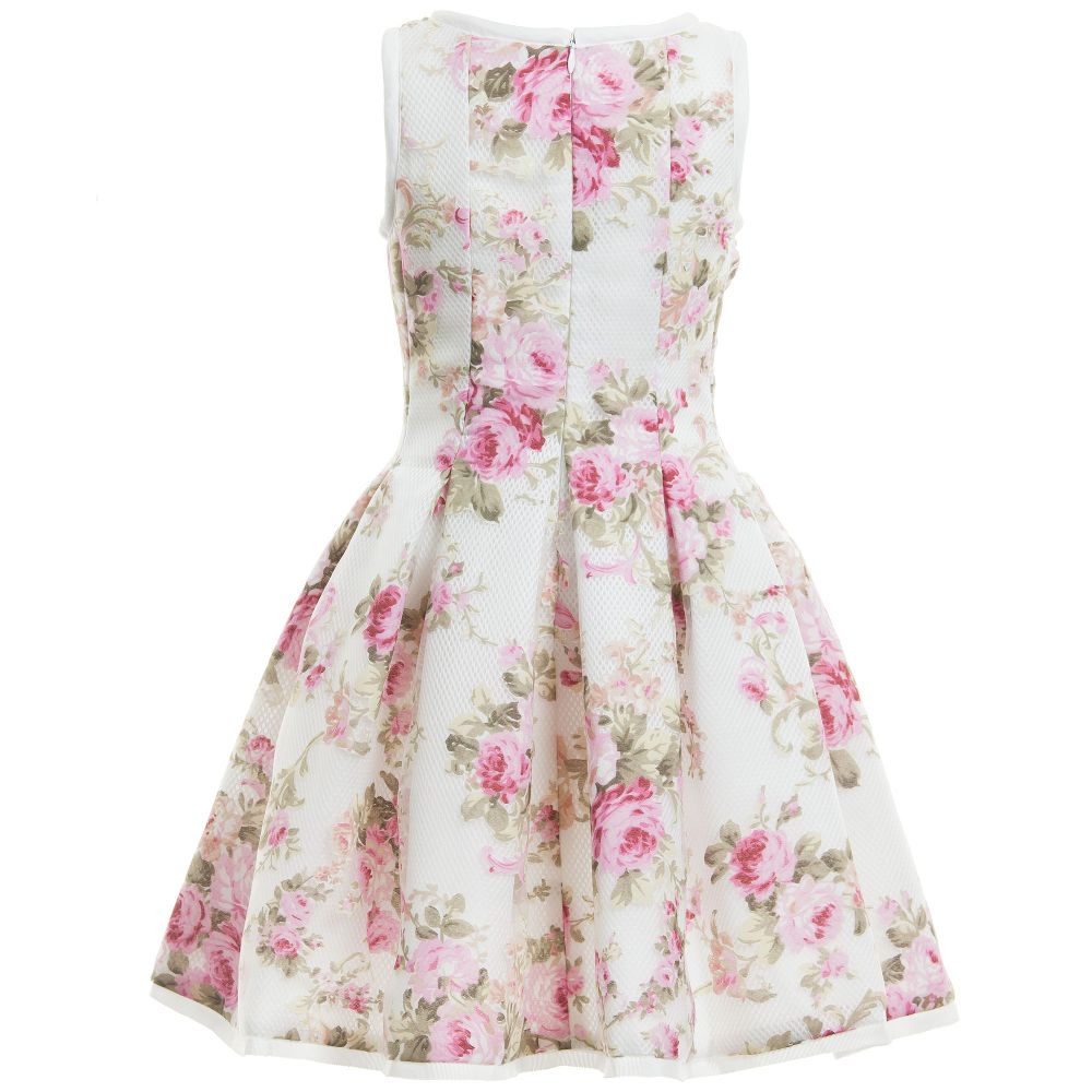 Monnalisa Chic-Organza Vintage Rose Mesh Dress | Childrensalon Outlet