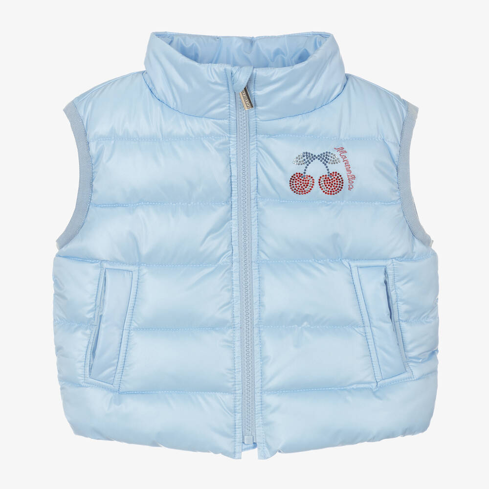 Monnalisa - Pale Blue Padded Puffer Gilet | Childrensalon