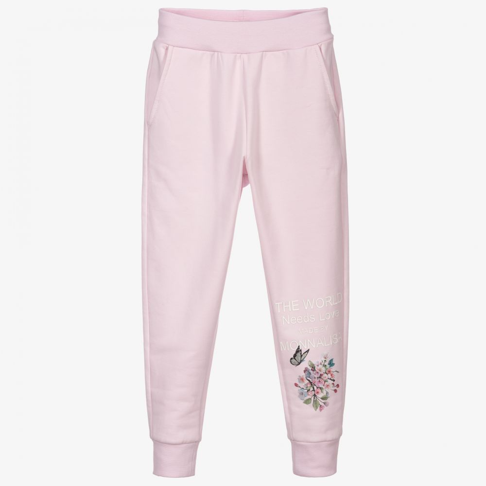 Monnalisa - Pastellrosa Jogginghose mit Blumen | Childrensalon