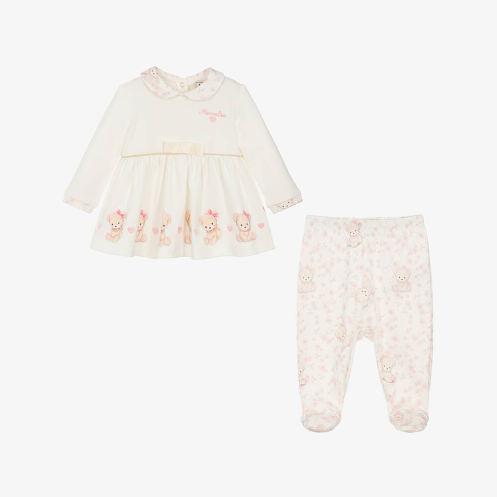 Monnalisa-Pink Bear 2pc Babygrow | Childrensalon Outlet