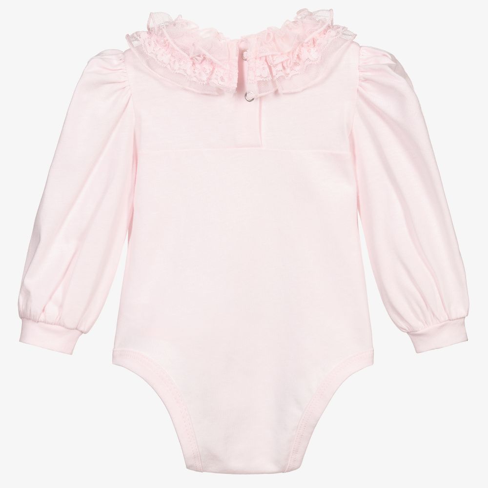 Monnalisa-بادي أطفال بناتي قطن جيرسي لون زهري | Childrensalon Outlet