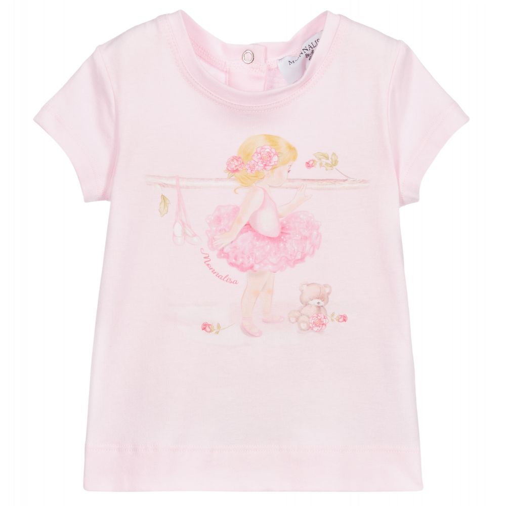 Monnalisa Bebé - Розовая хлопковая футболка с принтом Ballet | Childrensalon