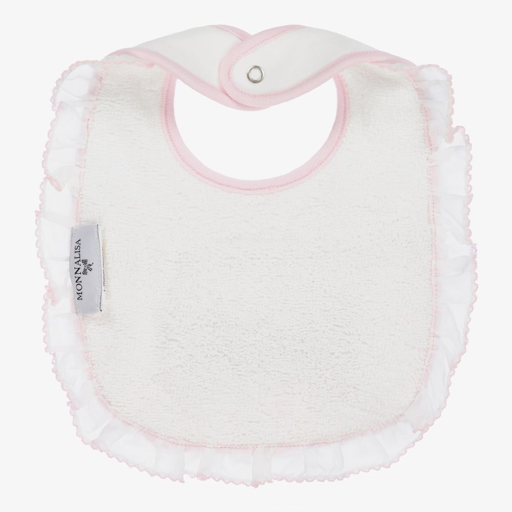 Monnalisa-Розовый хлопковый слюнявчик с бантом | Childrensalon Outlet