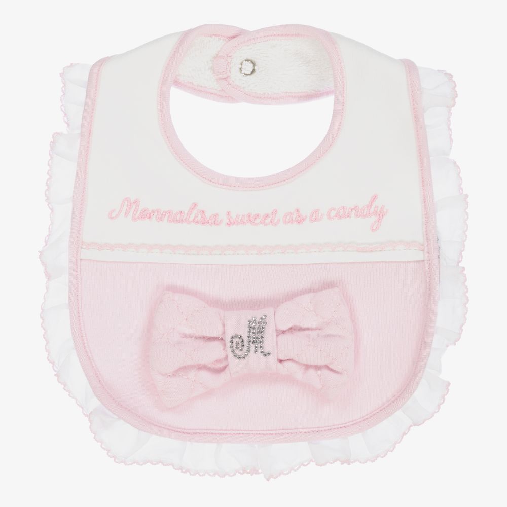 Monnalisa - Pink Cotton Bow Bib | Childrensalon