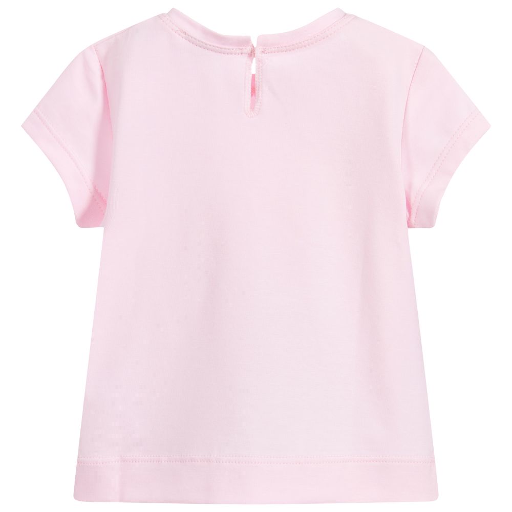 Monnalisa-Pink Cotton Bunny T-Shirt  | Childrensalon Outlet