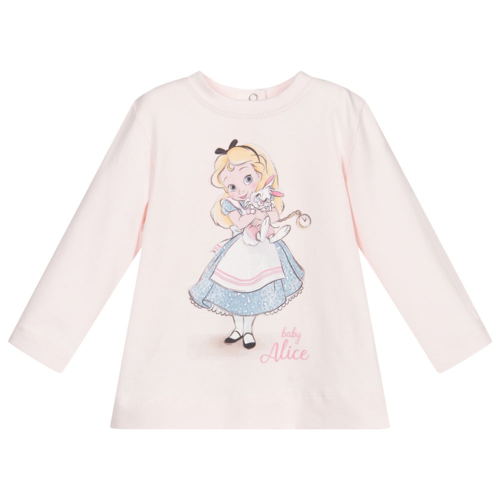 Monnalisa - Pink Cotton Disney Top | Childrensalon