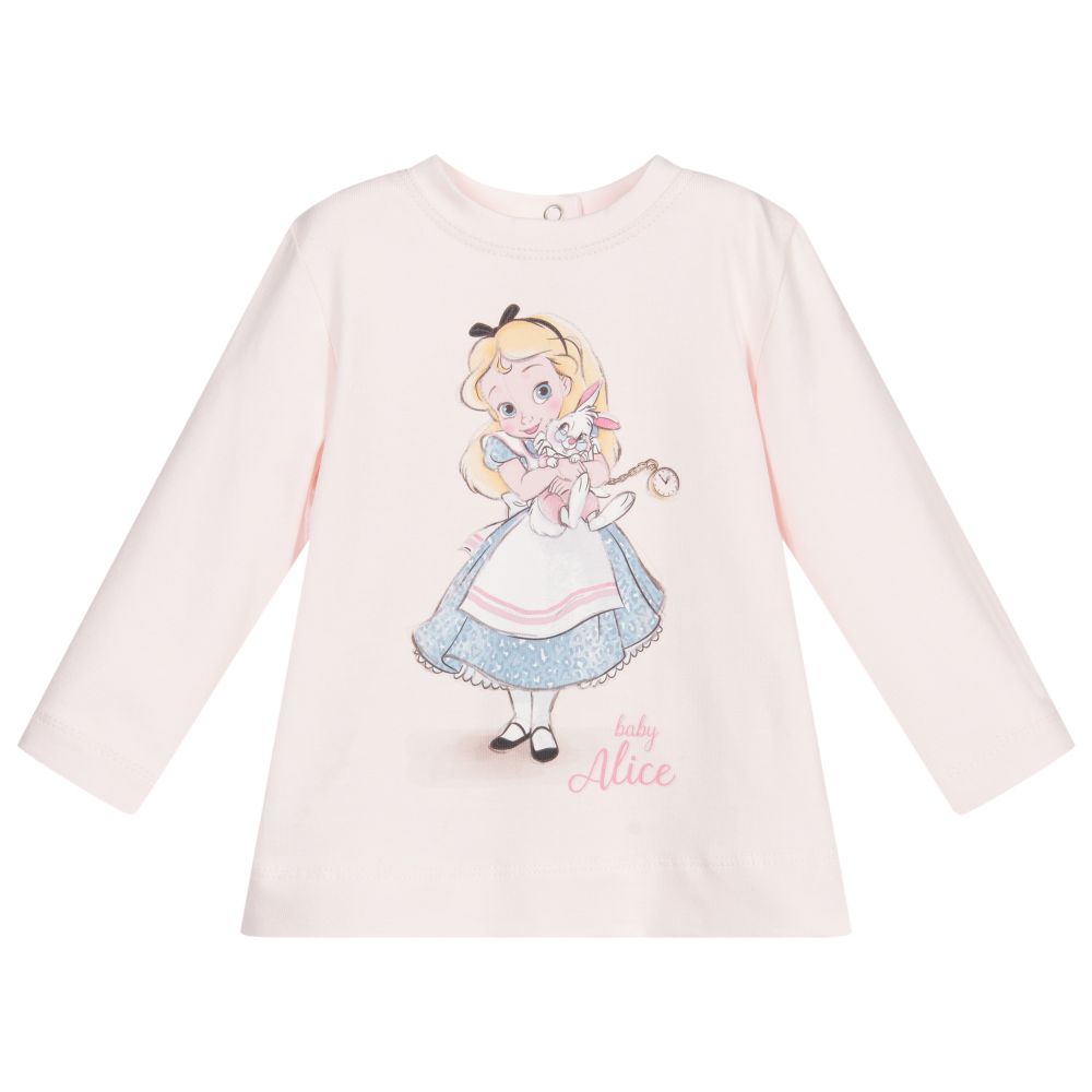 Monnalisa-Розовый хлопковый топ Disney | Childrensalon Outlet