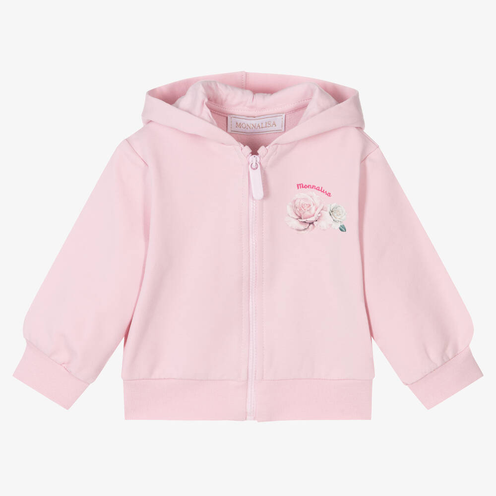 Monnalisa - Pink Cotton Disney Zip-Up Top | Childrensalon