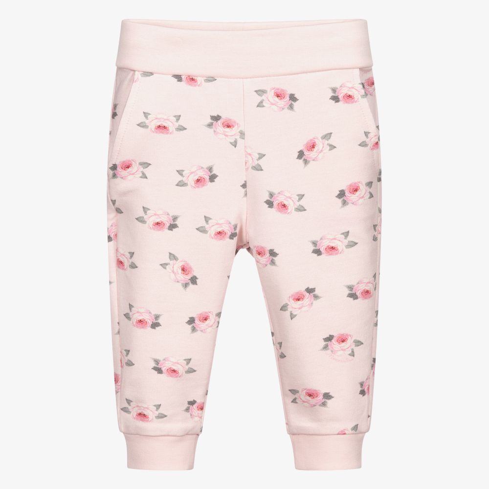 Monnalisa-Pink Cotton Floral Joggers | Childrensalon Outlet