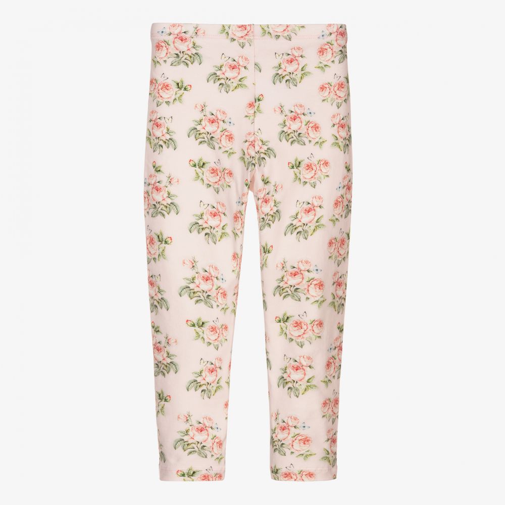 Monnalisa-Pink Cotton Floral Leggings | Childrensalon Outlet