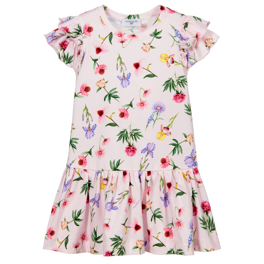 Monnalisa - Pink Cotton Jersey Dress | Childrensalon