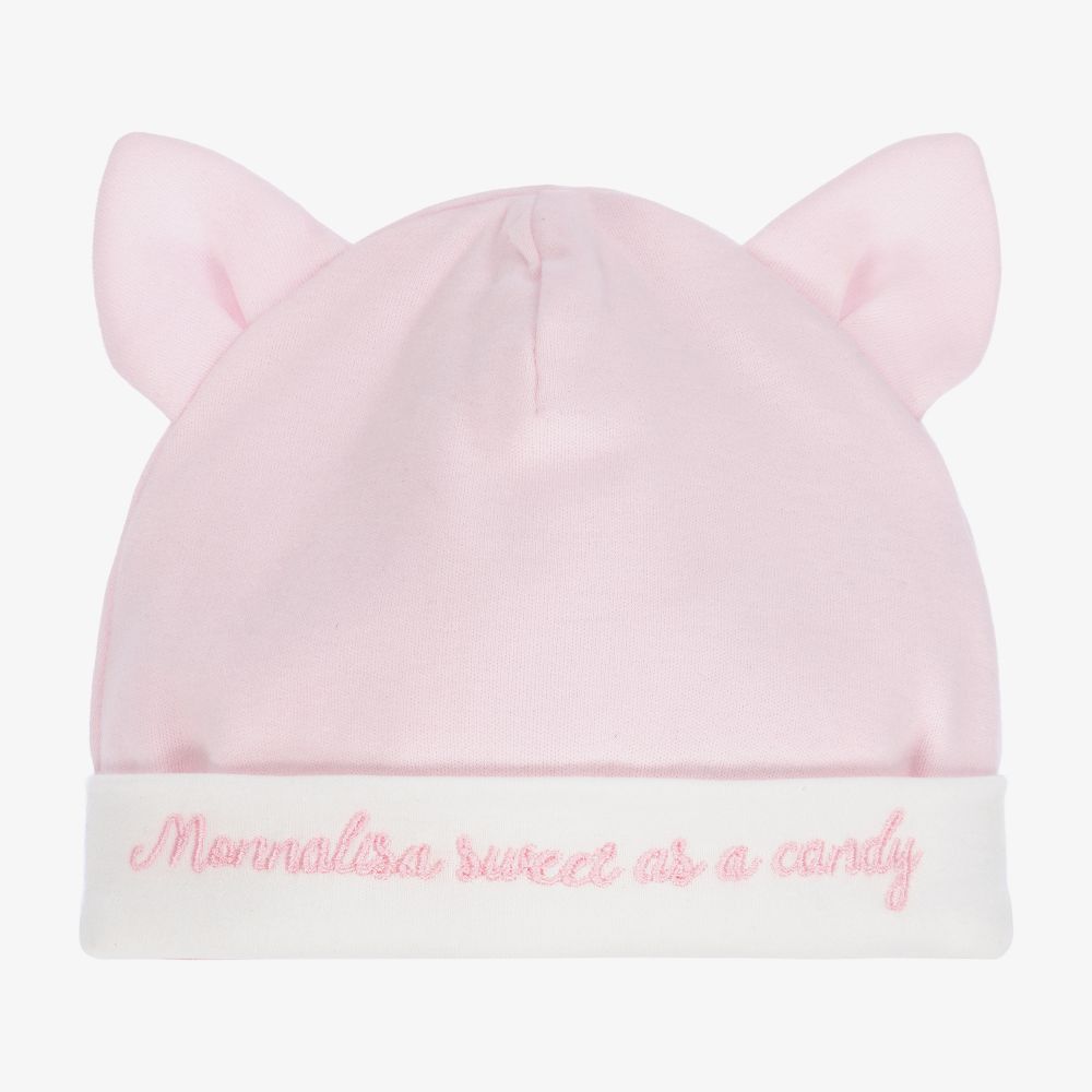 Monnalisa - قبعة قطن جيرسي لون زهري للمولودات | Childrensalon