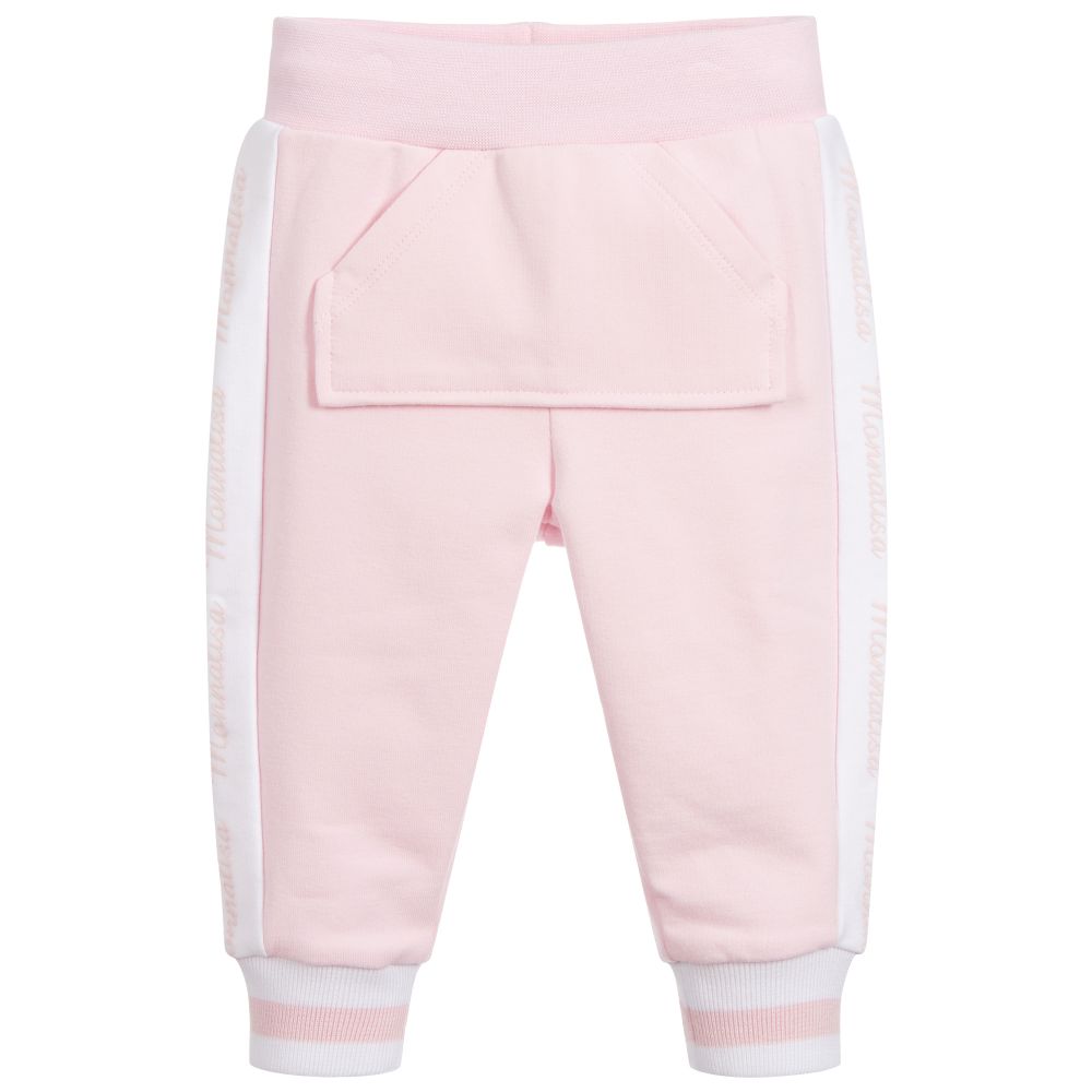 Monnalisa-Pink Cotton Logo Joggers | Childrensalon Outlet